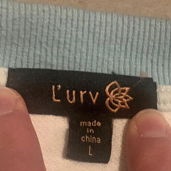 L'URV Solar Mist Womens Sweatshirt Size Large Turquoise 100%Cotton Yoga Pullover - Picture 6 of 11